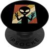Alien Extraterrestrial Sci-Fi UFO Space Alien Peace Sign Retro Extraterrestre Spazio UFO Sci-Fi PopSockets PopGrip Adesivo