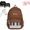 Qosneoun Zaino per pianoforte da donna, zaino a pois, novità giocoso stravagante carino Y2k zaino musicale a pois borsa in nylon, A-marrone, 1, Casual