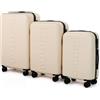 Kappa Set Valigie da Viaggio 3 Pezzi (20+24+28), Trolley Rigidi in ABS Espandibili, 4 Ruote Doppie Silenziose, Lucchetto TSA a Combinazione, Valigia Piccola Media Grande 332E3HW, Bianco Sporco