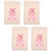 VILLFUL 4 Pezzi Borsa Portascarpe da Ballo in Lino Bianco Design Leggero e Portatile, Tema Artistico Balletto Elegante per Studenti di Danza e Pratiche Quotidiane