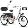 Generic Triciclo elettrico: triciclo per adulti a 3 ruote, motore brushless da 250 W, 7 velocità, freni a disco anteriori e posteriori, batteria al litio, display LCD, 3 modalità di guida.