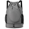 Okiyakusama Zaino Sportivo Borsa Palestra Zaino Allenamento Sacca Scarpe Grande Capacità Nylon Poliestere con Scomparto Scarpe E Tasca Bagnato Asciutto Adatto per, Grigio, Grigio