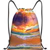 Pidgazdfgv Bella spiaggia al tramonto zaino con coulisse sport palestra Sackpack tasche in rete resistente all'acqua borsa a corda donna uomo, Nero , M, Classico