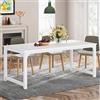 Tribesigns 160 x 80 cm, tavolo da pranzo industriale per 4-6 persone, tavolo da pranzo rettangolare per sala da pranzo, cucina, soggiorno, con gambe in metallo resistente, bianco
