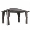 Outsunny Gazebo da Giardino 4x3m Impermeabile e Stabile, con Zanzariera, 4 Pannelli Laterali, Ventilazione e Fori di Drenaggio, Grigio Scuro | Aosom Italy