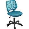 Soberine Sedia Ufficio Scrivania Girevole Regolabile, Sedia da ufficio Ergonomica Senza Braccioli a Rotelle in Rete Traspirante Portata 136 kg Turchese