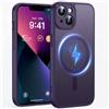 FNDMIL Magnetico Forte per iPhone 13 Cover con Magnetica | Protezione Della Fotocamera, Antiurto Militare, Anti-Impronta Antigraffio, Custodia Sottile Traslucido Opaco, Viola