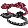Sibba 2 fasce elastiche per capelli da donna, fascia elastica per capelli, fascia per capelli, bandana da donna, bandana boho con stampa, accessorio per capelli anni '90 (rosso + nero)