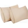 Lirex 2-Pack Federe per Cuscini, 100% Cotone Traspirante Federe Pillow Covers, 50 x 75 cm, Caffè Chiaro