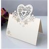 Blausky 50 pezzi di segnaposto a forma di cuore con taglio laser, biglietti da tavolo bianchi, per matrimonio, compleanno, cresima, battesimo, festa, decorazione da tavolo, 9x12cm, bianco spezzato