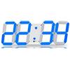 Redlution - Grande orologio da parete LED, telecomandato, numeri 3D grandi, design digitale, con sveglia e termometro, calendario, Snooze, conto alla rovescia, ore/minuti, Weiße&Blau