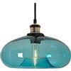 ZTTECH Lampada a Sospensione in Vetro Blu 28 cm Stile Industriale Vintage Regolabile per Cucina Camera da Letto Sala da Pranzo Compatibile con Lampadina E27 (azzurro cielo)