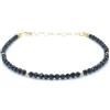 Eloboe essence Bracciale in tormalina nera naturale, argento 925 placcato oro 24 K, 16-19 cm regolabile
