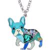 DUOWEI Cute Smalto Francese Bulldog Cane Collana Regali Per Le Donna Adolescenti Ragazza (Blu)