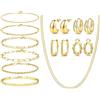 KALVICA 15 Pezzi Set Gioielli Donna Collana Oro Donna Braccialetti Collane a Strati Delicati Set Orecchini Ipoallergenici Impermeabile Gioielli Oro
