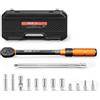 VEVOR Chiave Dinamometrica Attacco da 3/8 di Pollice a Click, Cacciavite Dinamometrica Doppia Scala Lettura 5-45 lbf-ft / 6,8-61,2 Nm, con Bussole Inserti Giunto Universale Prolunga Custodia, Auto
