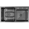 ANW HOME Lavello Cucina 2 Vasche 78x43 cm, Grafite PVD | Incasso, Rivestimento Nano, Spessore 3,0+1 mm, Con Sifone