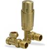 LavaTherm Valvola termostatica per termosifone, con angolo di 15 mm, valvola termostatica per riscaldamento centralizzato, in ottone di alta qualità, ricambio TRV e detentore, ottone spazzolato