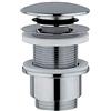AMBRA WATER Piletta di scarico click clack in ottone cromato per lavabo o bidet con tappo tondo cromato e senza troppo pieno 11/4