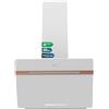 Cecotec Cappa Aspirante Decorativa 60 cm Bolero Flux DT 607500 Matt White A+++. Portata 717,2 m³/h, Funzione Booster, Vetro Opaco/Lucido, Dettagli Rame, Filtri Alluminio, Classe A+++