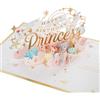 Hallmark Biglietto di auguri di compleanno 3D e pop-up, motivo: Principesse Disney, La Bella e la Bestia, Aladdin, Cenerentola, Rosa, Oro