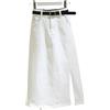 HHNNL Gonna di Jeans Gonna in Denim Bianco per Donne, Vita Alta, Jeans Sottili, Gonne A Media Lunghezza, Divisione Laterale, A-Line