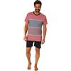 Normann Pigiama da uomo a maniche corte con elegante effetto a righe, anche in taglie forti, Colore: rosso, 62