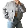 Shuanghao Giacca Corta da Donna College Felpa Baseball in Stile Retrò Classics Autunno-Inverno Casual Moda Unique Giacca a Vento Leggera Giubbotto Bomber da Donna con Polsini a Coste
