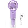 XiDeShop Mini ventilatore tascabile USB ricaricabile con nebulizzatore, 4 velocità compatto per ufficio da viaggio all'aperto (viola)