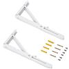 Emuca - Reggipiani pieghevoli, 403mm, Set di 2 staffe pieghevole per mensola a muro, carico max. 60kg, Verniciato bianco, Acciaio