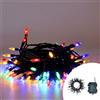 Wisdom Catena di luci Vintage 10 metri da 100 Led Multicolore con cavo verde a batteria Wisdom