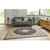Nouristan Tappeto orientale in velluto con frange, antumato, 160 x 230 cm, 60% viscosa, 40% cotone, adatto al riscaldamento a pavimento, colore: blu scuro