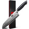 SHAN ZU Coltelli da Cucina in Acciaio a Polvere, Coltello Giapponese Santoku 20 cm Ultra Affilati Coltello da Chef Multiuso Professionale ad alto Tenore di Carbonio con Manico Ergonomica in Pakkawood