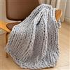 WESHIONGOO Coperta lavorata a maglia grossa, 100% fatta a mano, 100% fatta a mano (grigio chiaro) per divano e letto, soffice e morbida coperta con filato di ciniglia Jumbo