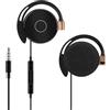 Geekria Cuffie cablate con clip e microfono, auricolari hook-on da 3,5 mm, controllo chiamate, leggere e delicate con i capelli, compatibili con dispositivi Android (Nero / 3,9 FT)