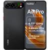 nubia Air Pro Smartphone 5G ultrasottile, 6,77'' AMOLED 120Hz, MediaTek Dimensity 7100, RAM 20GB, 512GB, Fotocamera 108MP, Batteria 5000mAh, Android 16, Prime Black