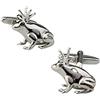 Banemi Gemelli da uomo di qualità, in argento, con motivo a rana, regalo aziendale, 2,1 x 1,9 cm, Rame, argento, acciaio inossidabile, Nessuna pietra preziosa