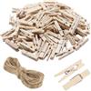 Tbintul Naturali Mollettine Legno Piccole, 100 pezzi Mini Mollette Decorative in Legno Piccole, per Decorazione Domestica e Artigianale, Visualizzazione di Foto