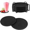 Gvolatee 12 Pezzi Sottobicchieri Silicone Nero con Supporto Set, Personalizzati Sottobicchiere in Silicone Forma di Dischi in Vinile per Bevande, Rotondi Sottobottiglia da Tavola, Birra Bar e Auto