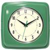 Infinity Instruments, Orologio da parete quadrato silenzioso retrò da 22,9 cm, di metà secolo, moderno, da cucina, con movimento al quarzo, verde