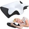 Tbintul Cuscini Cervicali per Dormire, 2 in 1 Cuscino in Memory Foam per Dolore alla Spalla, Oreiller Cervical Ergonomique, pour Dormir sur Le Côté, Le Dos et Le Ventre (Nero)