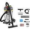 Lavor Aspirapolvere Aspiraliquidi WTP 30 X con Motore Alta Efficienza da 1400W, Portata 65 l/s, Capacità Fusto 30 l. Fusto in Acciaio Inox