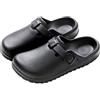 LHXYUO Zoccoli da infermiera con supporto per arco plantare, per donne e uomini, con fibbia regolabile antiscivolo, scarpe da lavoro da chef da giardino, pantofole antiscivolo, Nero , 40/41.5 EU