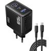 INIU 65W USB C Caricatore, 3-Porte Laptop Caricabatterie con 1.5m Cavo