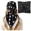 YONEEKSS Sciarpe quadrate da donna in raso, 90 x 90 cm, a pois, sciarpa quadrata morbida sciarpa bandana collo foulard decorazione regalo per le donne, Nero , 90x90 cm