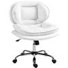 HOMCOM Sedia da ufficio Criss Cross con ruote, senza braccioli, bianco
