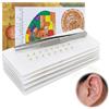 ZEBKEL 100 Pezzi Ear Seeds Oro per Agopuntura Auricolare, Kit Cerotti Agopressione con Pinzette e Mappa dei Punti, Semi di Vaccaria con Perle d'Oro da 1.2mm, Adesivi Trasparenti e Invisibili