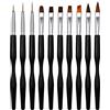LEA-SHALL 10 Pezzi Pennelli Unghie Gel Professionali per Nail Art, LEA-SHALL Pennello Ricostruzione Liner/Piatto/Rotondo/Acrilico/Angolo Set Pennellino Semipermanente Penna Sottile Fini Nero