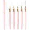 LEA-SHALL 7/9/11/15/25mm Pennelli Unghie Gel Sottile con Tappo per Nail Art Semipermanente 5 Pezzi, LEA-SHALL Set Pennello Linee Fini Professionali Pennellino di Dettaglio Penna Ricostruzione Acrilica