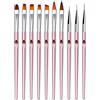 LEA-SHALL 10 Pezzi Pennelli Unghie Gel Professionali per Nail Art Oro Rosa, LEA-SHALL Pennello Ricostruzione Liner/Piatto/Rotondo/Acrilico/Angolo Set Pennellino Sottile Semipermanente Penna Fini